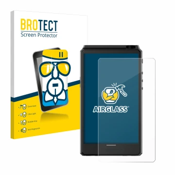 Vorderseite einer Produktverpackung mit dem Markenlogo BROTECT. Daneben ist das Gerät Hiby R6 III mit dem zugehörigen Displays
