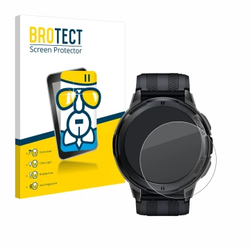 Vorderseite einer Produktverpackung mit dem Markenlogo BROTECT. Daneben ist das Gerät Oukitel BT10 1.43