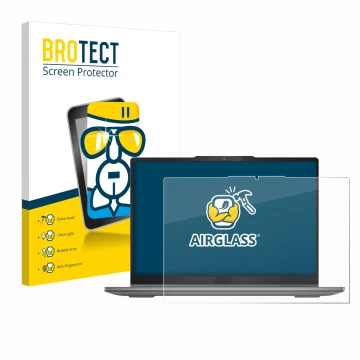 Vorderseite einer Produktverpackung mit dem Markenlogo BROTECT. Daneben ist das Gerät Lenovo IdeaPad 5 2-in-1 14AHP9 mit dem z