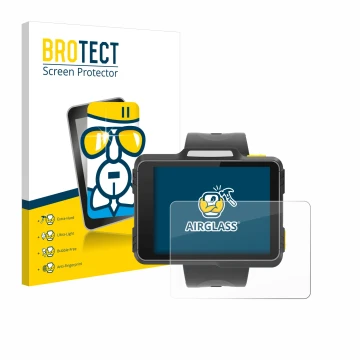 Vorderseite einer Produktverpackung mit dem Markenlogo BROTECT. Daneben ist das Gerät Newland WD1 mit dem zugehörigen Displays