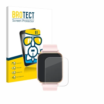 Vorderseite einer Produktverpackung mit dem Markenlogo BROTECT. Daneben ist das Gerät walkbee Smartwatch 1.83