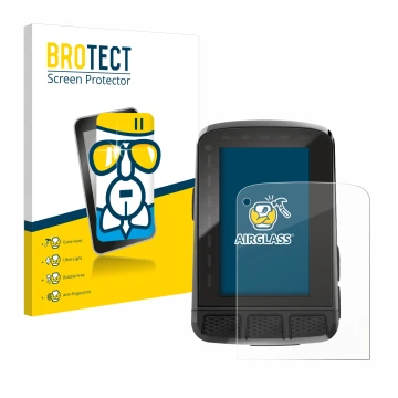 Vorderseite einer Produktverpackung mit dem Markenlogo BROTECT. Daneben ist das Gerät Wahoo Elemnt Roam V2 GPS mit dem zugehör