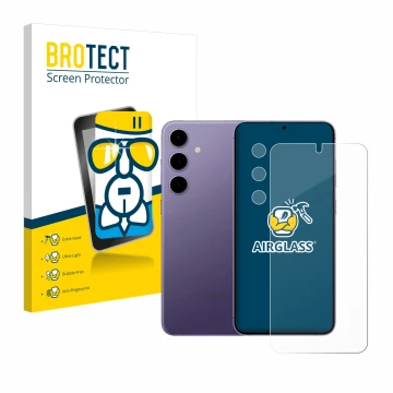 Vorderseite einer Produktverpackung mit dem Markenlogo BROTECT. Daneben ist das Gerät Samsung Galaxy S24 Enterprise Edition (D