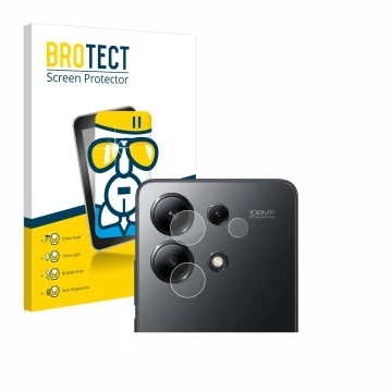 Vorderseite einer Produktverpackung mit dem Markenlogo BROTECT. Daneben ist das Gerät Xiaomi Redmi Note 13 4G (NUR Kameraschut