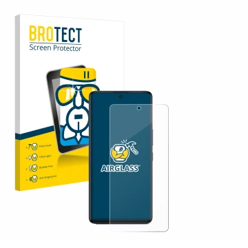 Vorderseite einer Produktverpackung mit dem Markenlogo BROTECT. Daneben ist das Gerät Infinix GT 20 Pro mit dem zugehörigen Di