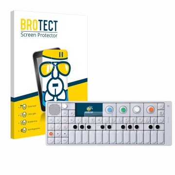 Vorderseite einer Produktverpackung mit dem Markenlogo BROTECT. Daneben ist das Gerät Teenage Engineering OP-1 Sampler & Contr
