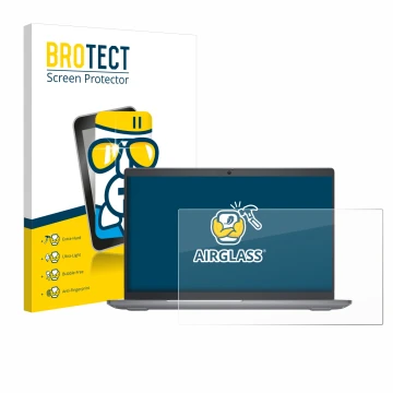 Vorderseite einer Produktverpackung mit dem Markenlogo BROTECT. Daneben ist das Gerät Dell Latitude 5550 Laptop mit dem zugehö