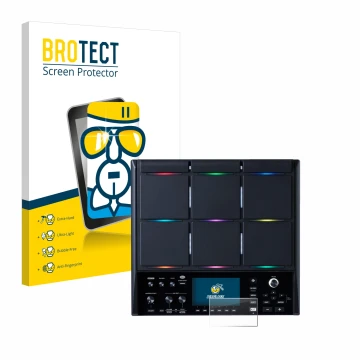 Vorderseite einer Produktverpackung mit dem Markenlogo BROTECT. Daneben ist das Gerät Roland SPD-SX PRO mit dem zugehörigen Di