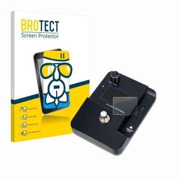 Vorderseite einer Produktverpackung mit dem Markenlogo BROTECT. Daneben ist das Gerät Harley Benton AirBorne Pro 5.8Ghz mit de