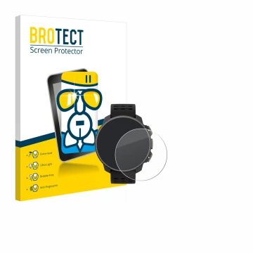 Vorderseite einer Produktverpackung mit dem Markenlogo BROTECT. Daneben ist das Gerät Suunto Vertical Solar mit dem zugehörige