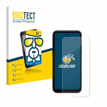 Vorderseite einer Produktverpackung mit dem Markenlogo BROTECT. Daneben ist das Gerät HMD XR21 mit dem zugehörigen Displayschu