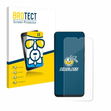 Vorderseite einer Produktverpackung mit dem Markenlogo BROTECT. Daneben ist das Gerät Doogee N55 Pro mit dem zugehörigen Displ