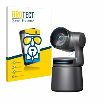 Vorderseite einer Produktverpackung mit dem Markenlogo BROTECT. Daneben ist das Gerät OBSBOT Tail Air mit dem zugehörigen Disp