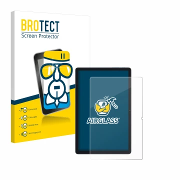 Vorderseite einer Produktverpackung mit dem Markenlogo BROTECT. Daneben ist das Gerät Blackview Tab 80 mit dem zugehörigen Dis