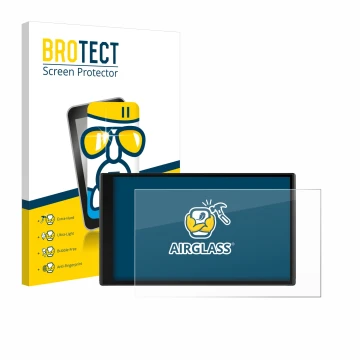 Vorderseite einer Produktverpackung mit dem Markenlogo BROTECT. Daneben ist das Gerät Garmin CamperVan mit dem zugehörigen Dis