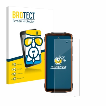 Vorderseite einer Produktverpackung mit dem Markenlogo BROTECT. Daneben ist das Gerät Blackview Oscal Pilot 2 mit dem zugehöri