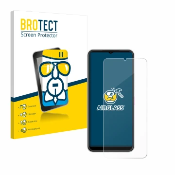 Vorderseite einer Produktverpackung mit dem Markenlogo BROTECT. Daneben ist das Gerät Telekom T Phone 2 mit dem zugehörigen Di