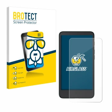 Vorderseite einer Produktverpackung mit dem Markenlogo BROTECT. Daneben ist das Gerät Xiaomi Moaan InkPalm 5 mit dem zugehörig