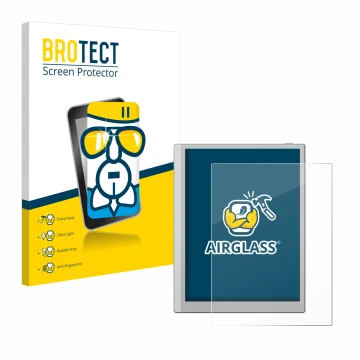 Vorderseite einer Produktverpackung mit dem Markenlogo BROTECT. Daneben ist das Gerät Boox Go 10.3 mit dem zugehörigen Display