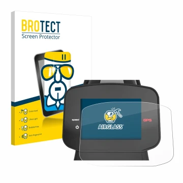Vorderseite einer Produktverpackung mit dem Markenlogo BROTECT. Daneben ist das Gerät PowaKaddy FX7 GPS 3.5