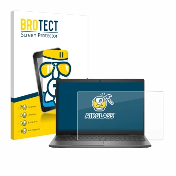 Vorderseite einer Produktverpackung mit dem Markenlogo BROTECT. Daneben ist das Gerät Dell Latitude 15 3540 mit dem zugehörige