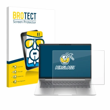 Vorderseite einer Produktverpackung mit dem Markenlogo BROTECT. Daneben ist das Gerät HP EliteBook 645 G11 mit dem zugehörigen
