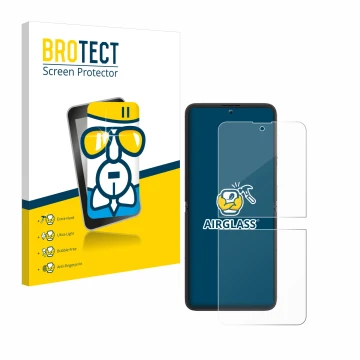 Vorderseite einer Produktverpackung mit dem Markenlogo BROTECT. Daneben ist das Gerät Blackview Hero 10 (Vorderes Display) mit