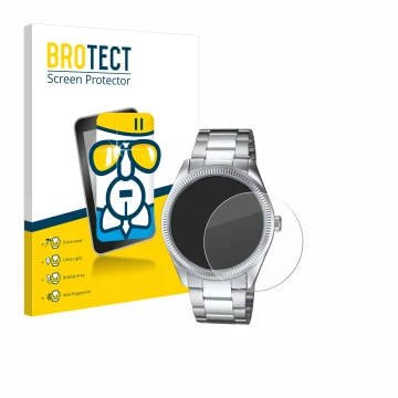 Vorderseite einer Produktverpackung mit dem Markenlogo BROTECT. Daneben ist das Gerät Casio MTP-1302PD mit dem zugehörigen Dis