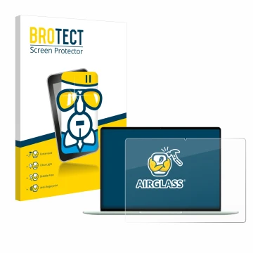 Vorderseite einer Produktverpackung mit dem Markenlogo BROTECT. Daneben ist das Gerät Huawei MateBook 14 2024 mit dem zugehöri