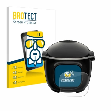 Vorderseite einer Produktverpackung mit dem Markenlogo BROTECT. Daneben ist das Gerät Moulinex Cookeo Touch mit dem zugehörige