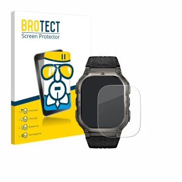 Vorderseite einer Produktverpackung mit dem Markenlogo BROTECT. Daneben ist das Gerät Kospet Tank M3 mit dem zugehörigen Displ