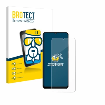 Vorderseite einer Produktverpackung mit dem Markenlogo BROTECT. Daneben ist das Gerät realme C61 mit dem zugehörigen Displaysc