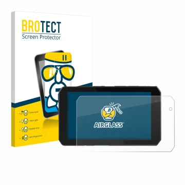 Vorderseite einer Produktverpackung mit dem Markenlogo BROTECT. Daneben ist das Gerät Chigee AIO-5 Play mit dem zugehörigen Di