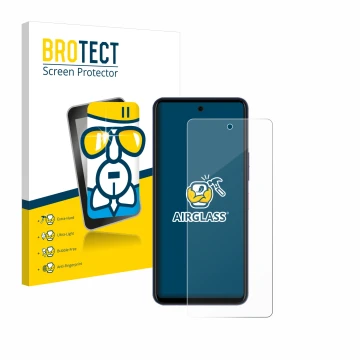 Vorderseite einer Produktverpackung mit dem Markenlogo BROTECT. Daneben ist das Gerät Telekom T Phone 2 Pro mit dem zugehörige