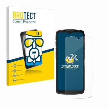 Vorderseite einer Produktverpackung mit dem Markenlogo BROTECT. Daneben ist das Gerät Urovo DT66 mit dem zugehörigen Displaysc