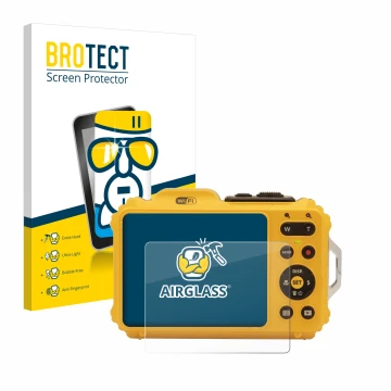 Vorderseite einer Produktverpackung mit dem Markenlogo BROTECT. Daneben ist das Gerät Kodak Pixpro WPZ2 mit dem zugehörigen Di