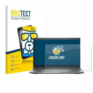 Vorderseite einer Produktverpackung mit dem Markenlogo BROTECT. Daneben ist das Gerät Dell Precision 3580 mit dem zugehörigen 