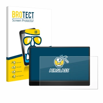 Vorderseite einer Produktverpackung mit dem Markenlogo BROTECT. Daneben ist das Gerät MSI Pro MP161 E2 mit dem zugehörigen Dis