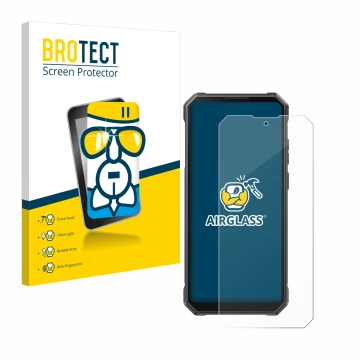 Vorderseite einer Produktverpackung mit dem Markenlogo BROTECT. Daneben ist das Gerät Fossibot F105 mit dem zugehörigen Displa