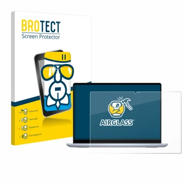 Vorderseite einer Produktverpackung mit dem Markenlogo BROTECT. Daneben ist das Gerät Dell Inspiron 14 7440 2-in-1 mit dem zug