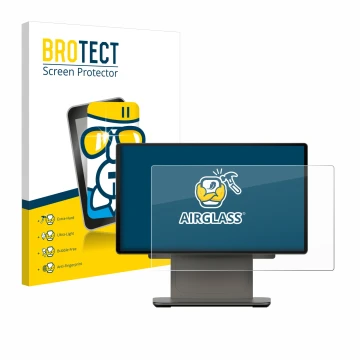 Vorderseite einer Produktverpackung mit dem Markenlogo BROTECT. Daneben ist das Gerät Sunmi D3 PRO mit dem zugehörigen Display