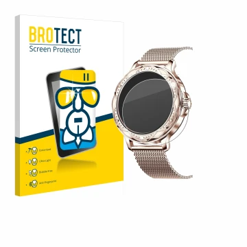 Vorderseite einer Produktverpackung mit dem Markenlogo BROTECT. Daneben ist das Gerät Darmowade Smartwatch 1.2