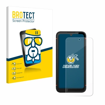 Vorderseite einer Produktverpackung mit dem Markenlogo BROTECT. Daneben ist das Gerät Gigaset GX4 Pro mit dem zugehörigen Disp