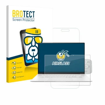 Vorderseite einer Produktverpackung mit dem Markenlogo BROTECT. Daneben ist das Gerät ASUS ZenBook S 16 mit dem zugehörigen Di