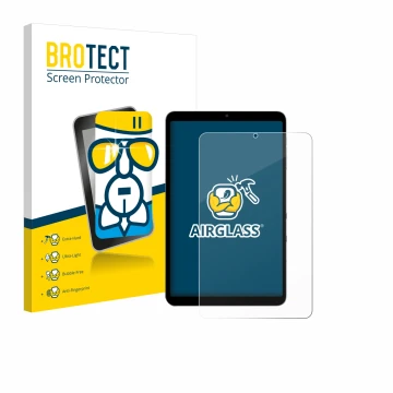 Vorderseite einer Produktverpackung mit dem Markenlogo BROTECT. Daneben ist das Gerät Alldocube iPlay 60 Mini Pro mit dem zuge