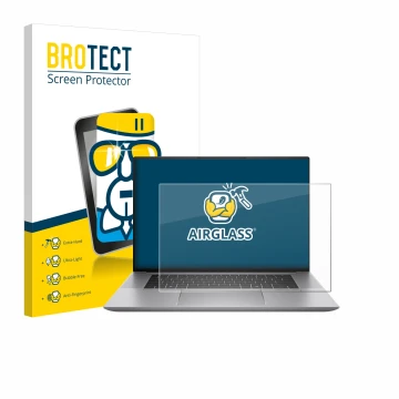 Vorderseite einer Produktverpackung mit dem Markenlogo BROTECT. Daneben ist das Gerät HP Zbook Studio 16 G11 mit dem zugehörig