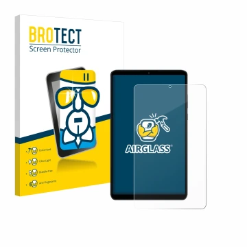 Vorderseite einer Produktverpackung mit dem Markenlogo BROTECT. Daneben ist das Gerät Xiaomi Redmi Pad SE 8.7 mit dem zugehöri