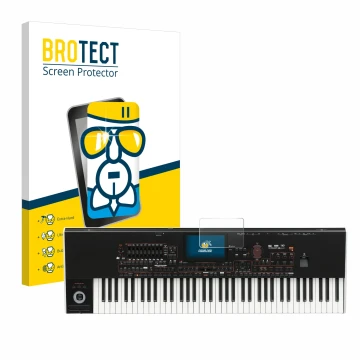 Vorderseite einer Produktverpackung mit dem Markenlogo BROTECT. Daneben ist das Gerät KORG Pa4x mit dem zugehörigen Displaysch
