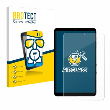 Vorderseite einer Produktverpackung mit dem Markenlogo BROTECT. Daneben ist das Gerät Alldocube iPlay 60 mini Turbo mit dem zu