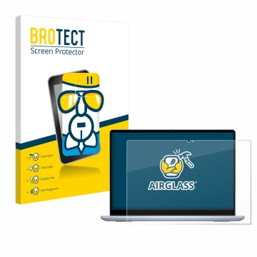 Vorderseite einer Produktverpackung mit dem Markenlogo BROTECT. Daneben ist das Gerät Dell Inspiron 14 7445 2-in-1 mit dem zug